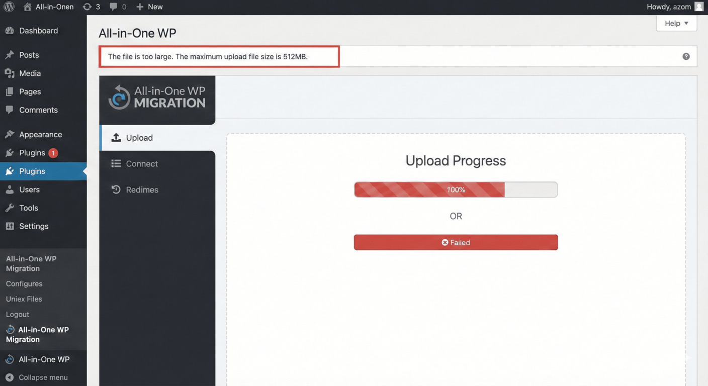 Cách xử lý lỗi giới hạn dung lượng khi import backup WordPress