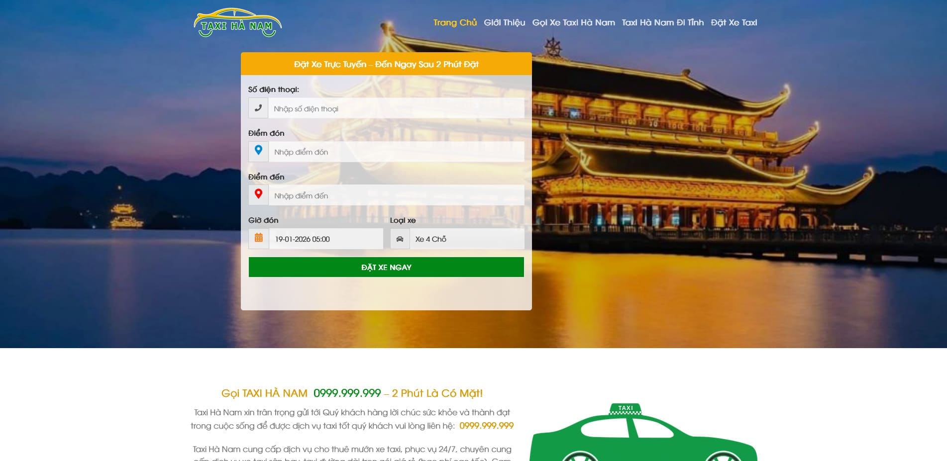 Giao diện Theme WordPress Taxi đẹp chuẩn SEO ThanhCuongTech