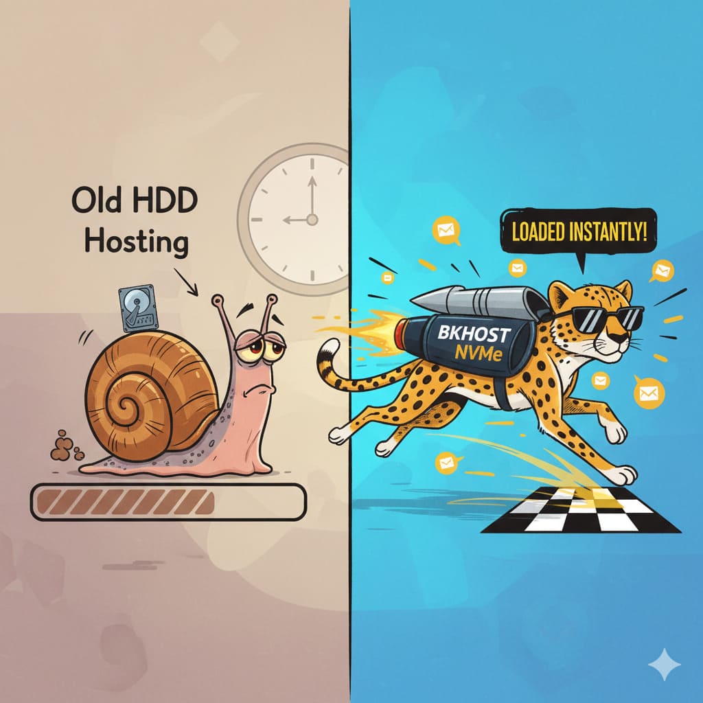 So sánh tốc độ hosting thường và công nghệ NVMe của BKHOST