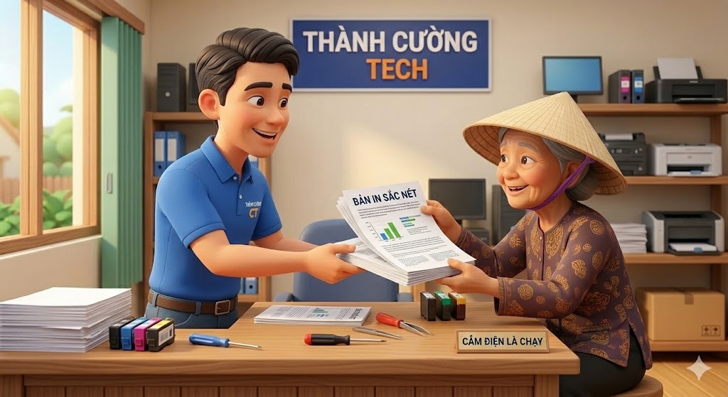 Khách hàng hài lòng với bản in sắc nét từ Thành Cường Tech
